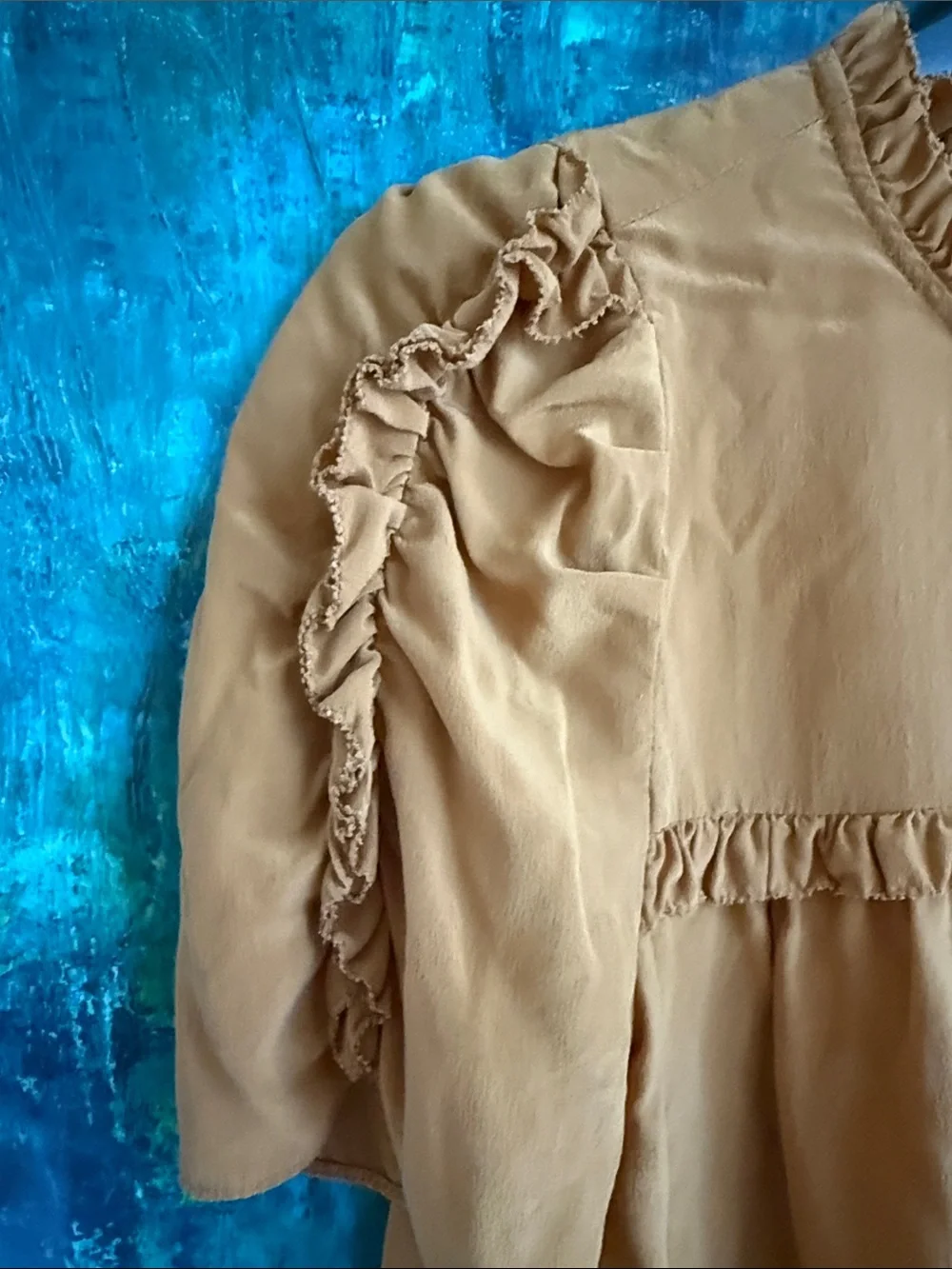 Ulla Johnson Mustard Ruffle-Detail Short Sleeve Blouse